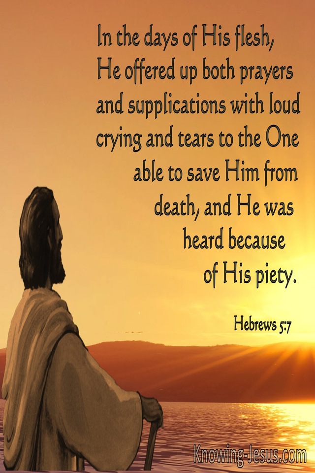 Hebrews 5:7 He Offered Up Both Prayers And Supplications With Loud Crying (orange) 
